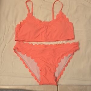 Coral Scalloped Bikini (Never Worn)